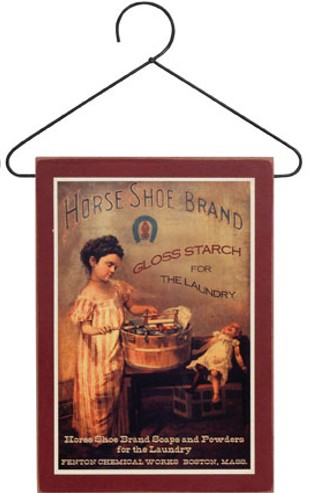 Hanging Wood Laundry Sign - Horse Shoe Brand